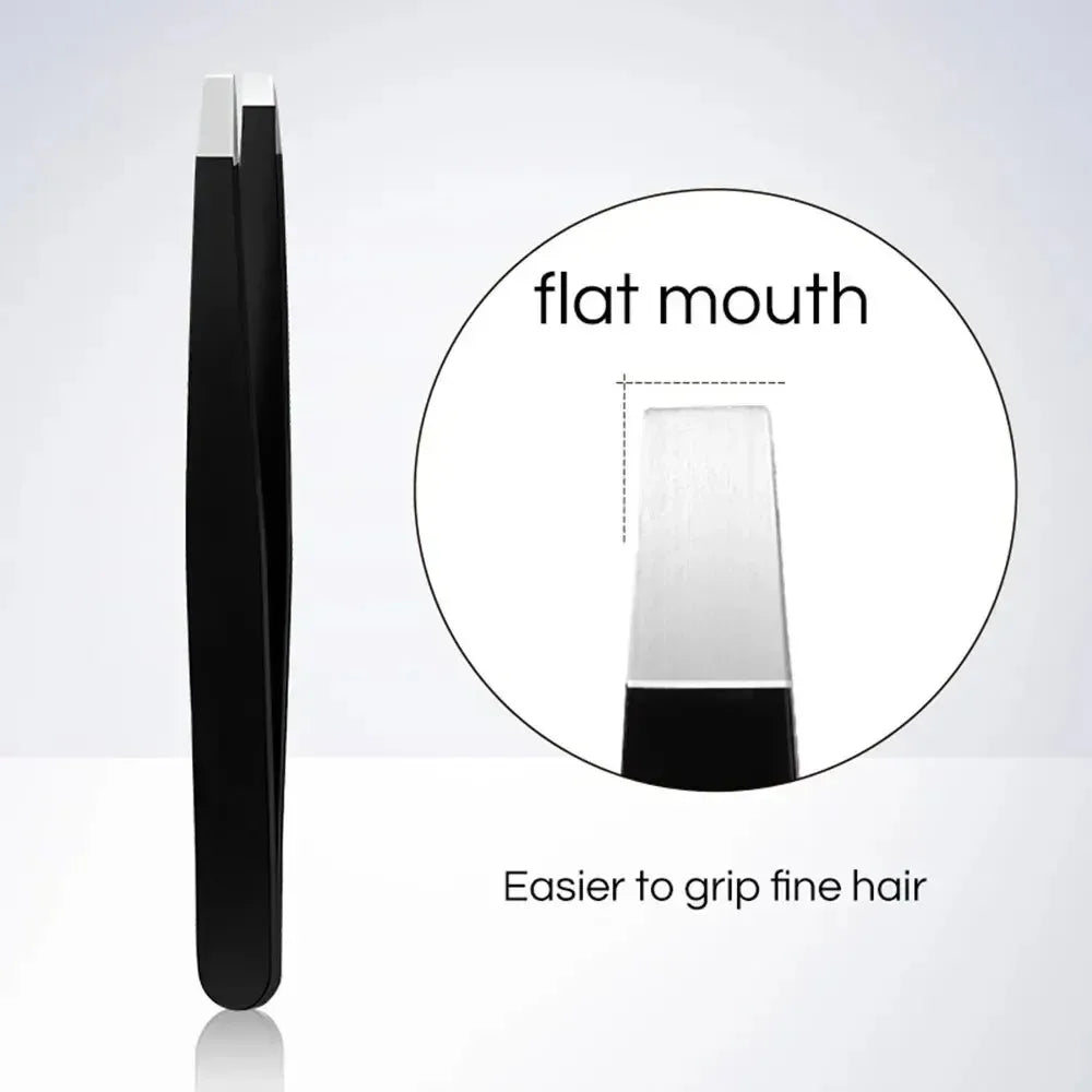 Stainless Steel Eyebrow Tweezer | Slant Tip · Flat Tip | Eyelash Application · Ingrown Hair Removal | Braviixx