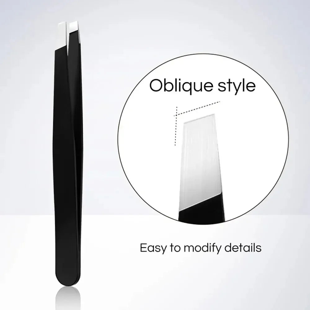 Stainless Steel Eyebrow Tweezer | Slant Tip · Flat Tip | Eyelash Application · Ingrown Hair Removal | Braviixx