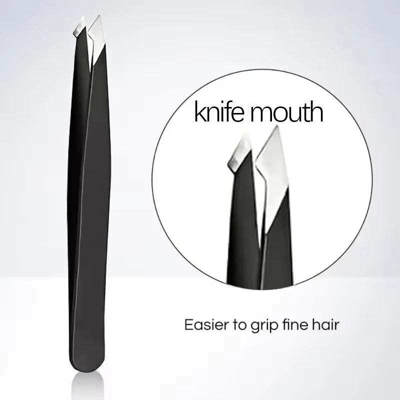 Stainless Steel Eyebrow Tweezer | Slant Tip · Flat Tip | Eyelash Application · Ingrown Hair Removal | Braviixx